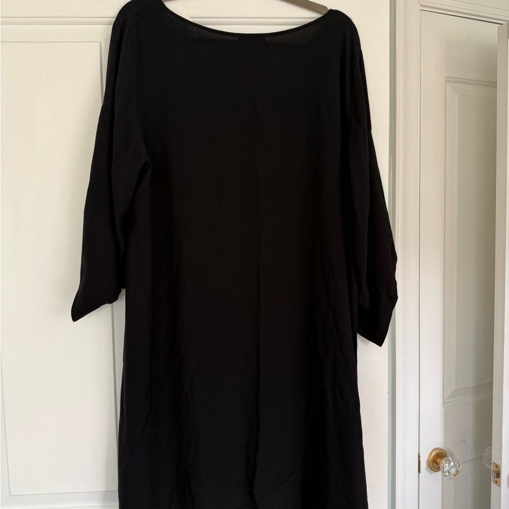 Eileen Fisher Silk Folded Sleeve Ballet neck Dress - Picture 5 of 6